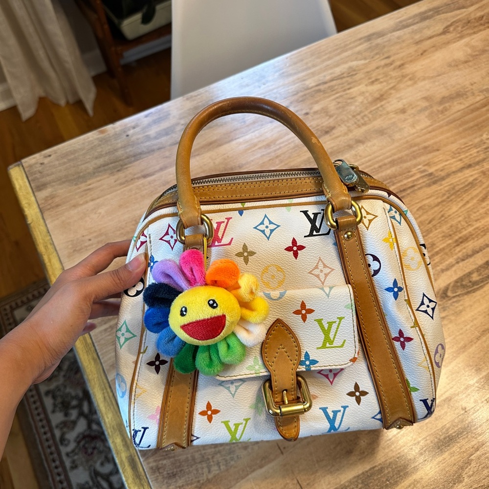 Louis Vuitton White Multicolor Monogram Satchel Vintage Priscilla - Picture 5 of 12